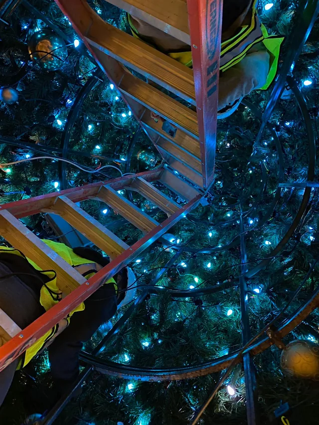 Commercial Christmas lighting installation, photo 82 of 114