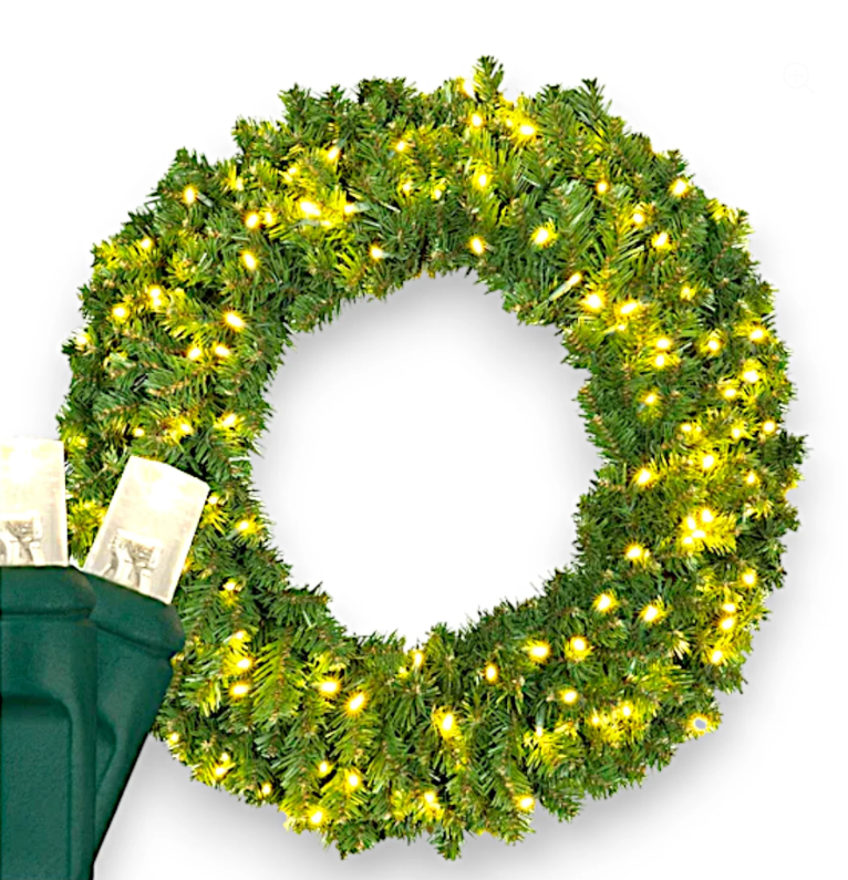 36" Sequoia Fir Wreath Warm White