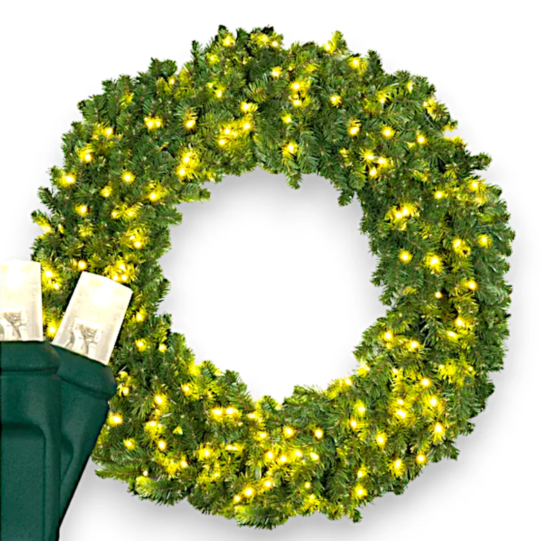 48" Sequoia Fir Wreath Warm White