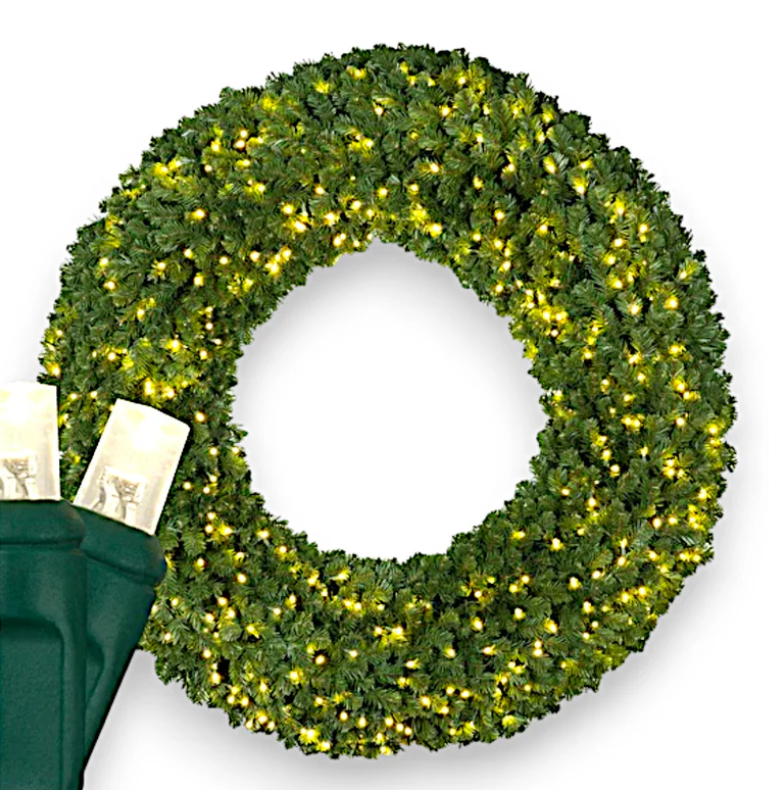 60" Sequoia Fir Wreath Warm White